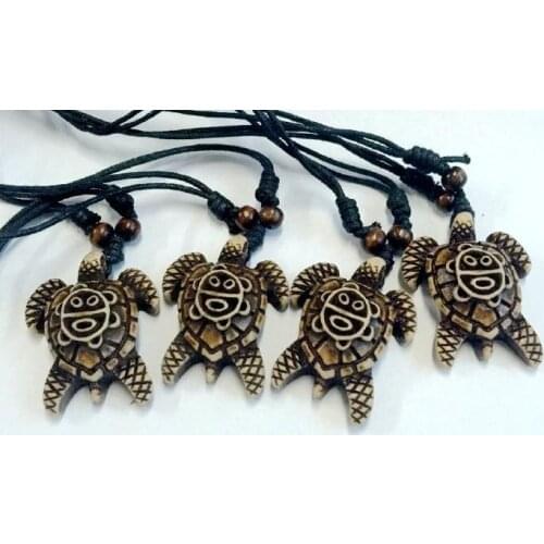 FREE SHIPPING 12 pcs Tibetan trendy Hot Selling Imitation Bone Carving Lucky Surfing Turtles Adjustable Cord Necklace Amulet Gif