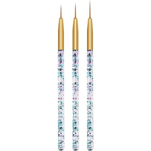 3Pcs/Set Acrylic Sequin Rod Pull Pen UV Gel Nail Art Painting Line Brush Dotting Drawing Manicure Kit Nail Art Tool