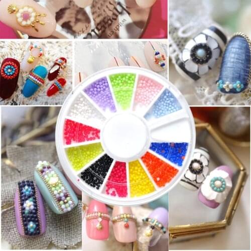 12Candy 3D Acrylic Round Pearl Metal DIY Glitter Rhinestone Gem Stud Wheel Nail Art Manicure Decoration Phone Tips Jewelry Tool
