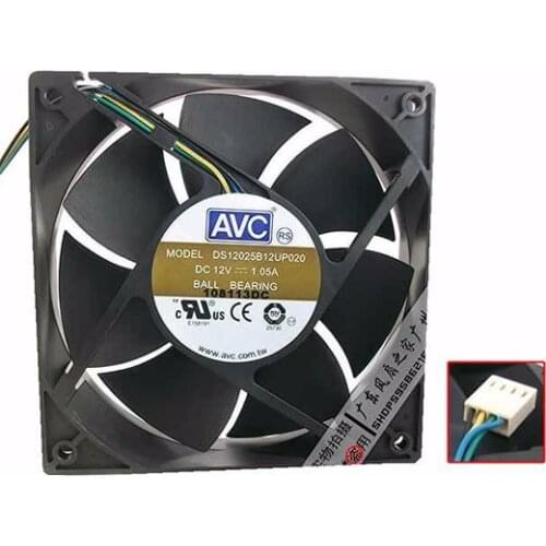 AVC DS12025B12UP020 DC 12V 1.05A 120x120x25mm 4-wire Server Cooling Fan