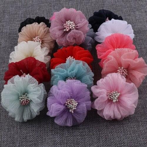 16Pcs 3D Flowers Patches Applique DIY Lace Trim Patch Fabric DIY Wedding Dress Flowers Hat Hair Clothes Applique Craft Supplies