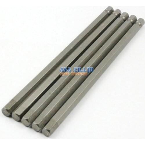 5 Pieces Magnetic Hexagon Screwdriver Bit S2 Steel 1/4" Hex Shank 150mm Long H6 Tip (150mm x H6)