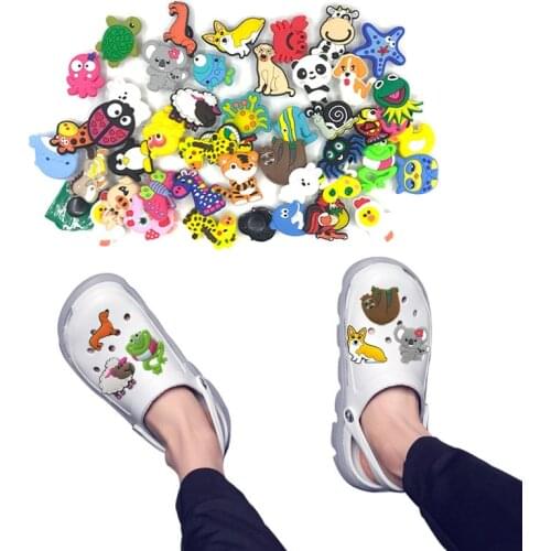 50pcs/lot Animal Corgi Koala Frog Sheep Shoe Charms Shoe Decorations Accessories Jibz for Croc Shoes Bracelets Kids Gift