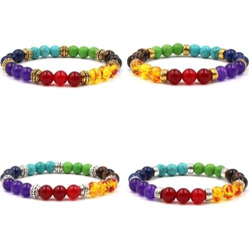 7 Chakra Bracelets Natural Stone Colorful Beads Bracelet Women Men Balance Yoga Jewelry pulseira feminina Buddha Prayer