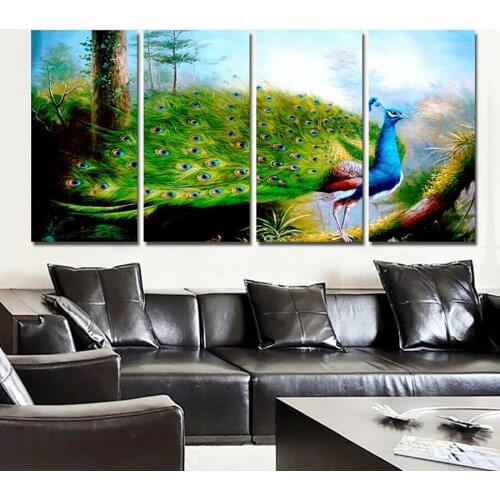 Forest peacock large diamond painting 5D diy full square round diamond embroidery animal mosaic needlework 4pcs/set decor AA2215