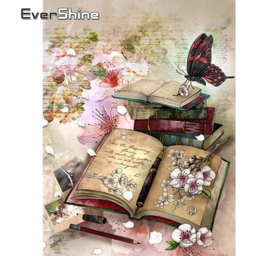 EverShine Diamond Painting 5D Animals Cross Stitch Kits Diamond Embroidery Butterfly Picture Of Rhinestones Book Handmade Hobby