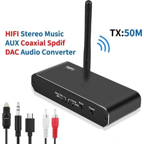 1PC Bluetooth-Compatible Adapter DAC Digital Audio Converter 3.5MM AUX Coaxial Optical Fiber Wireless Adapter Charging Cable New
