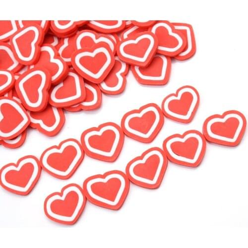 30Pcs Red Love Shape Clay Spacer Beads 18mm Polymer Clay Beads For Handmade Jewelry Making DIY Bracelet Necklace Accessories