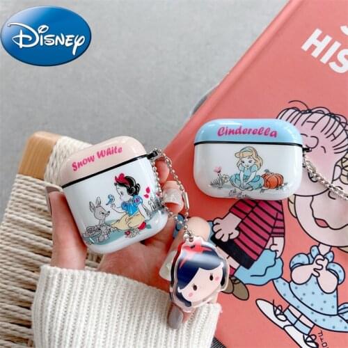 Disney Princess Earphone Case With Keyring For Apple Airpods 1/2 Protective Bluetooth Wireless Earphone Cover For Air Pods Pro