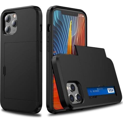 For iPhone 12 11 mini Pro Max x xr se 2020 7 8 plus Business Sliding Cover Card 2-in-1 To Protect Mobile Phone Case