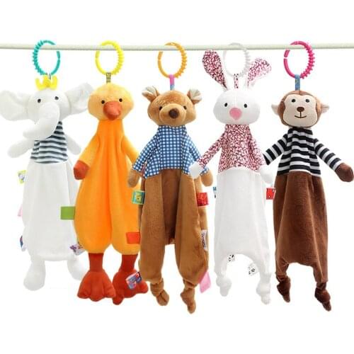 Baby Appease Towel Toys Cute Animal Plush Doll Teether Developmental Baby Towel Stroller Bed Sleeping Blanket Toy