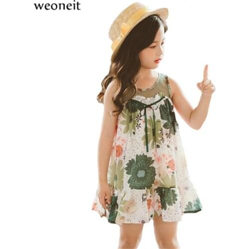 Weoneit 2020 Kids Dresses Summer Girl Clothes Girls Vest Dress Girl Clothes Floral Girl Party Dress Children Dresses