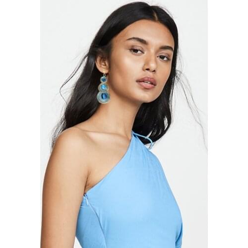 Dvacaman Blue Crystal Dangle Drop Earrings Indian Women Wedding Bridal Statement Earrings Female Bijoux Wholesale Jewelry Bulk