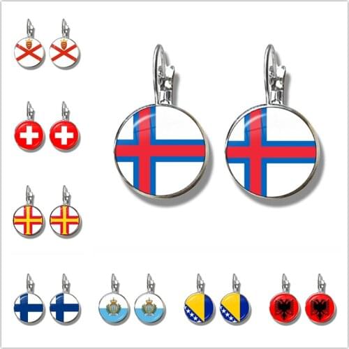 Gibraltarian Jersey San Marino Switzerland Guernsey Finland Faroe Islands Bosnia And Herzegovina Albania French Hook Earrings