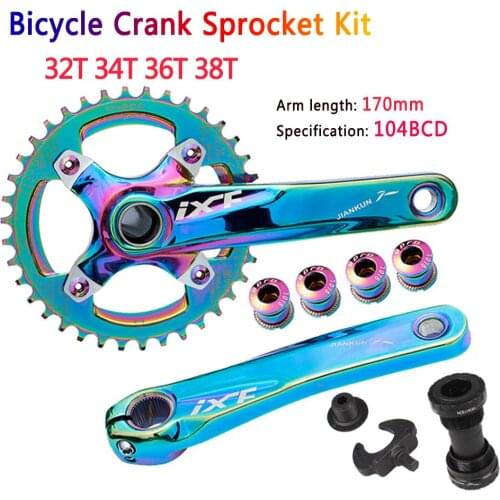 IXF color bicycle crank set 104 BCD crank arm 170mm mountain bike crank sprocket set, can be equipped with BB chassis
