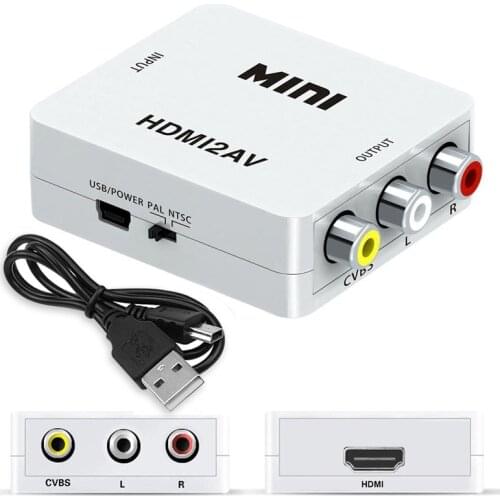 HDMI to RCA Video Converter 1080P HDMI2AV HDMI AV Composite Adapter Converter Box Support NTSC PAL for TV PS4 Black White