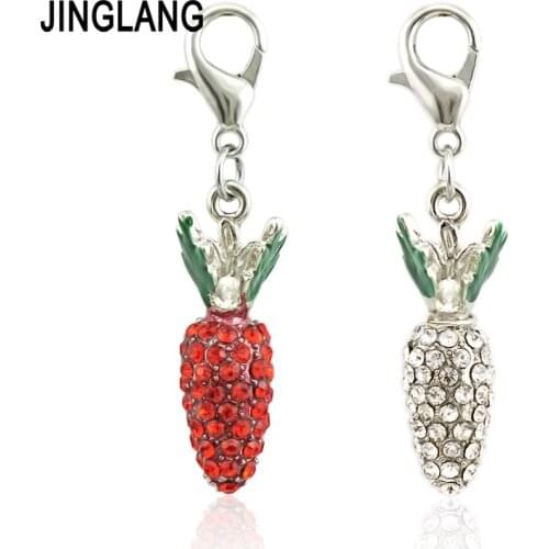 JINGLANG Pendant Red Charm,Euro-American style Good Jewelry For Women,Gift In silver plated Bracelet 50pcs