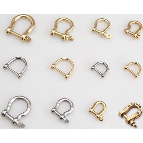 Brass horseshoe chain key chain U-shaped button cloth buckle hand screw D-type button hardware fittings brass stainless steel