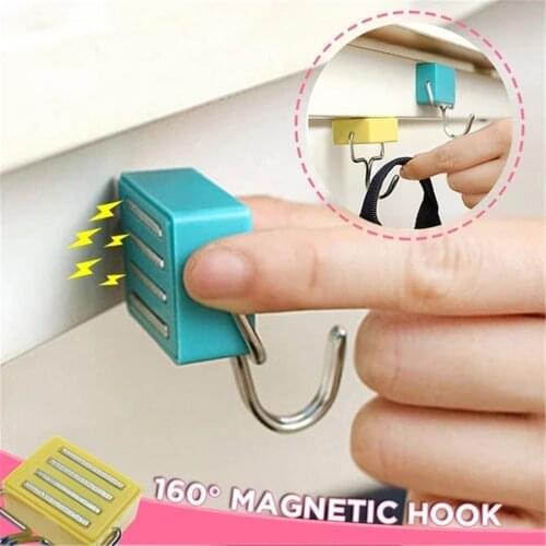180° Magnetic Hooks With Stickers Set Powerful Strong For Refrigerator Hanger Bedroom Door Back Decorative Home Space Room Rack