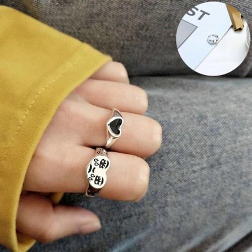 Fashion Jewelry Open Adjustable Girls Vintage Silver Color Heart Rings