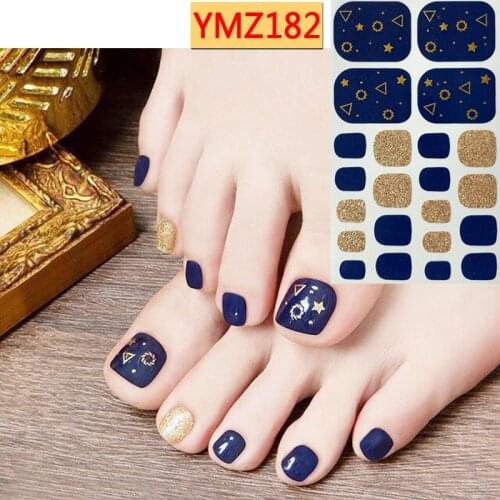 Recuerdame YMZ182 Toenail Sticker Adhesive Nail Art Tips Stickers Glitter Powder Feet Decortions Easy To Wear Manicure for Women