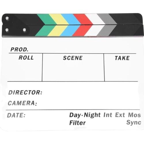 New Generic Acrylic Colorful Clapperboard TV Film Movie Slate Cut Role Play Prop Hollywood