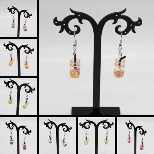2020New Simulation Funny Fruit Juice Cup Drinking Water Vase Cute Earrings Harajuku Small Fresh Summer Cotton Earrings
