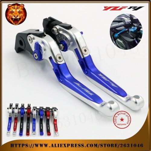 New color For YAMAHA YZFR1 YZF-R1 2009-2014 blue silver Motorcycle Adjustable Folding Extendable Brake Clutch Lever Logo YZF R1