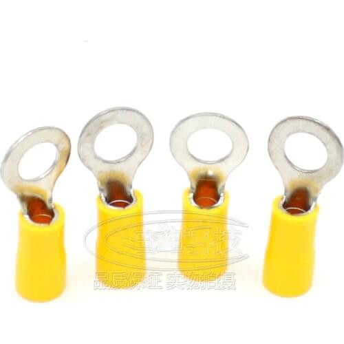 10pcs/lot Cold Crimping Terminal 12-10 RV5.5-6 Round Pre-Insulated Tip Brass Crimp Electrical Terminal Yellow
