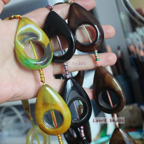 Around 34-36mmX52-53mm Natural Agate waterdrop shape beads 6pcs/strand ,For DIYJewelry making! Mixed wholesale for all items