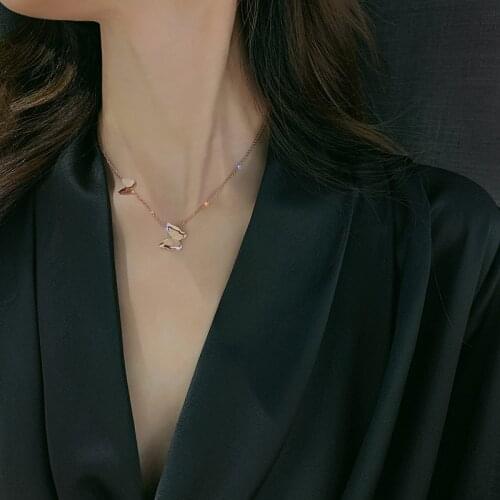 Mveifol Stainless Steel Butterfly Necklace for Women Korean Fashion Butterfly Geometric Choker Necklace Collares Jewelry