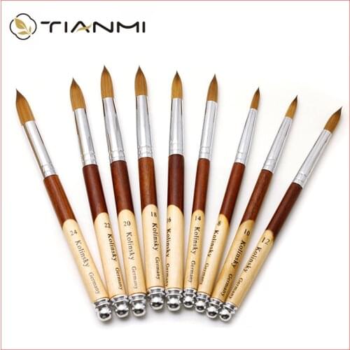 TIANMI Nail Brush Flat round Kolinsky Sable Nail Art Gel Brush Gel Builder Manicure Brush with Wood handle Nail Brush