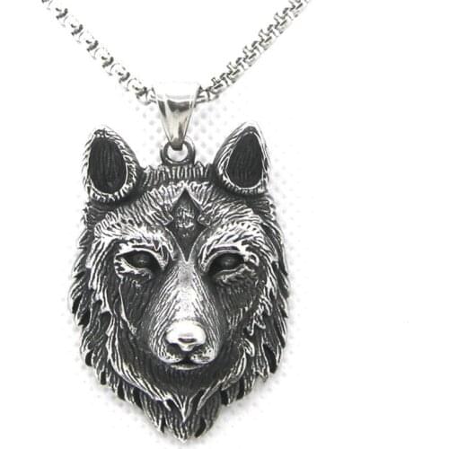 Support Dropship New Design Animal Wolf Pendant 316L Stainless Steel Jewelry Cool Wolf Head Pendant