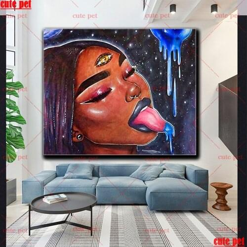Full Square Round Drill Fantasy mythical black woman mosaic Diy Diamond Painting 3D Embroidery Cross Stitch 5D Rhinestone Decor