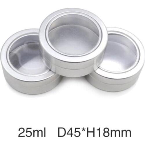 25ml Portable Travel Aluminum Jars Tin Can Window Cosmetic Cream Jar Pot Empty Lip Balm Containers Lightweight 50pcs/lot