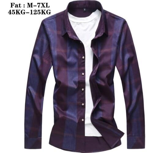 Oversized Button Up Shirt 5xl 6xl 7xl 2021 New Spring Autumn Mens Striped Long Sleeve Shirt Business Fashion Men Dress Shirt