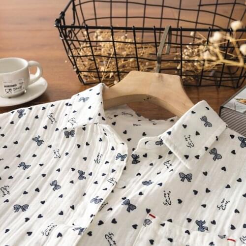 Lamtrip Cotton Yarn Bow Butterfly Print Super Soft Shirt Bouse 2021 Autumn Winter