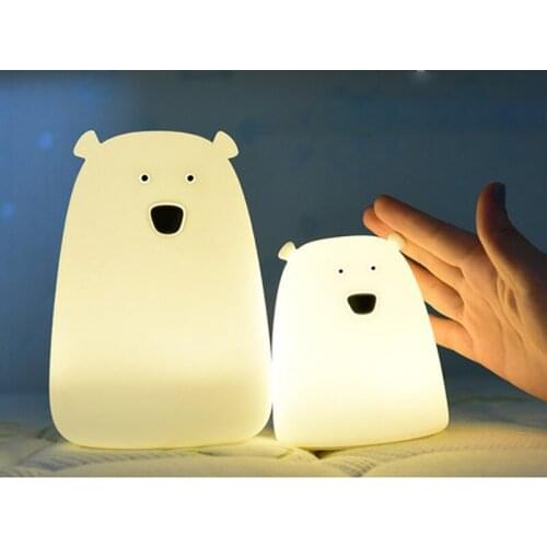 Silicone Bear Night Light Bedside Lamp Children Cute Night Lamp Bedroom Kid Gift