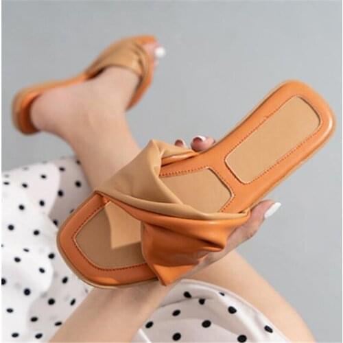 2021 Summer Women Slippers Slip On Slides Fashion Kink color matching Woman High Quality Shoes Ladies Hot flat Sandals