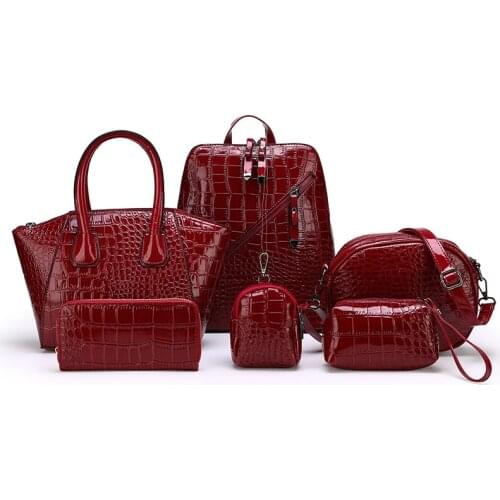 TTOU 6 pcs/set Luxury Crocodile Leather Composite Bags High Quality Handbag Wallet Designer Female Backpack Shoulder Bag Family