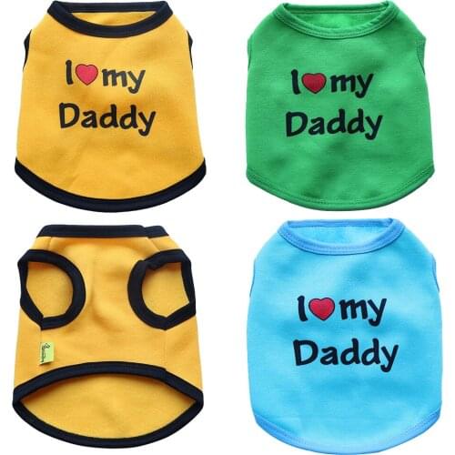 Pet Supplies Fashion New Multicolor Fleece Sweater Printed Letters I Love Daddy Cute Warm Vest T-shirt Puppy Clothes