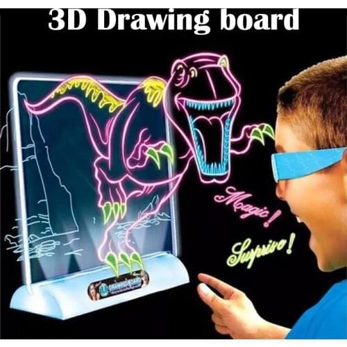 Magic 3D Drawing Board with Pen Sketchpad Tablet Light Effects Puzzle Board Kids Gifts LED Lights Glow Art Drawing Teaching Tool