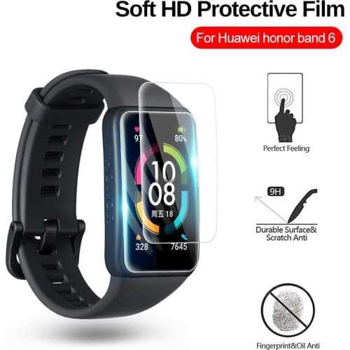 12-3PSC Full Curved Screen Protector For Huawei Band 6 Honor Band6 Smart Watch Wristband TPU Soft Protective Film ( Not Glass )