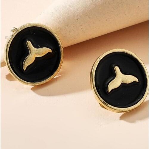 2020 New Trendy Simple Round Fishtail Shape Earrings for Women Vintage Geometry Simple Stud Earrings Female Jewelry Accessories