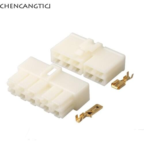 5 Sets 10 Pin Way Automotive Electrical Vehicle Wire Connector Motor Car ABS Socket 6.3 MM Male Female Plug DJ7101-6.3-11