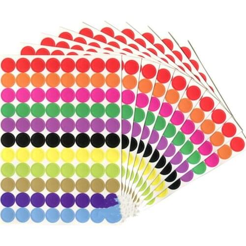 10 Sheet Round Spot Circles Sealing Stiker Paper Labels Coloured Dot Stickers Adhesive Package Label Party Decoration