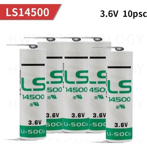 10PCS/lot New for SAFT LS14500 AA ER14505M 3.6v 2600mah lithium battery, with solder pins equipment and instruments battery