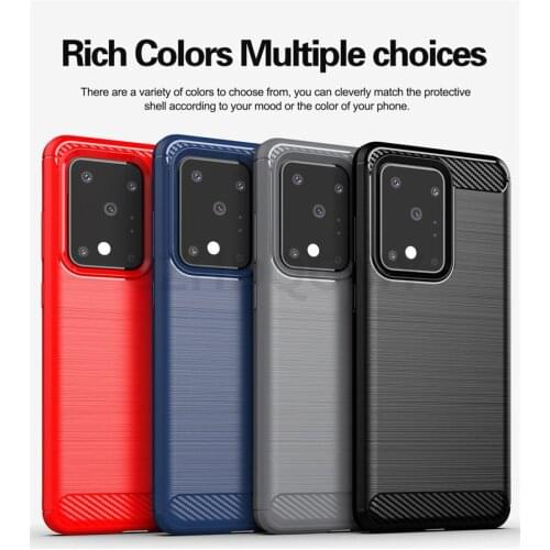 100pcs/lot Brushed Carbon Fiber Soft Bumper Back Phone Cover Case For Samsung Galaxy S20 Ultra S20 Plus A81 A91 S10 Note 10 Lite