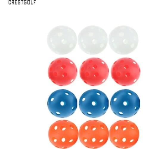 12pcsX72mm Plastic Golf Ball Pickleball Airflow Ball Floorball Hollow Indoor Practice Ball Fun-air Scoop Ball Golf Accessories