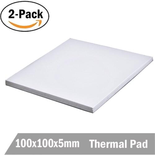 2Pcs Gdstime 5mm White Heatsink Cooling GPU CPU Thermal Conductive Silicone Pad Pads 100x100x5mm
